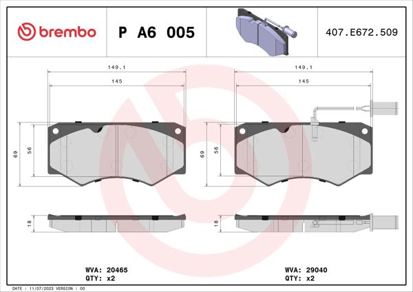 BREMBO PA6005 | Fren Balatası Ön Low-Met Iveco