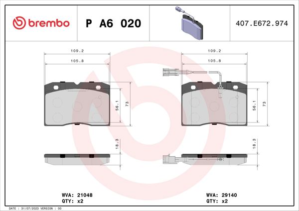 BREMBO PA6020 | Fren Balatası Ön Low-Met Iveco