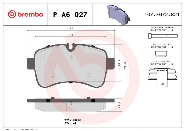 BREMBO PA6027 | Fren Balatası Arka Low-Met Iveco