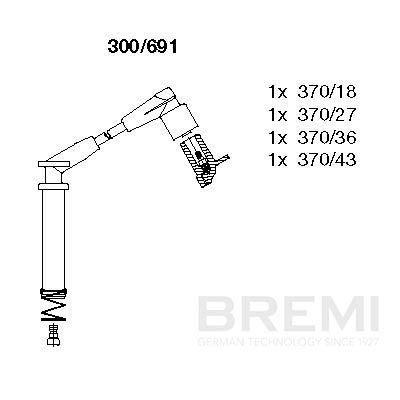 BREMI 300-691 | Buji Kablosu Set Opel Astra F Corsa B 1.4 1.6 92 >