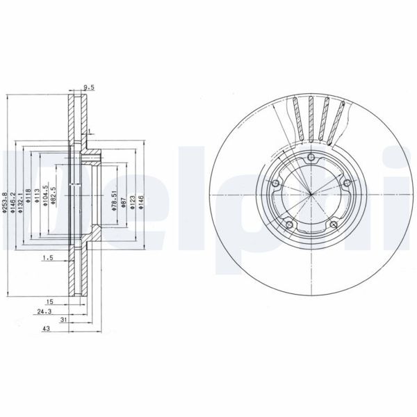 DELPHI BG3365 | Ön Fren Disk Aynası Transit T12 94-00 Hava Soğutmalı | 1 Adet