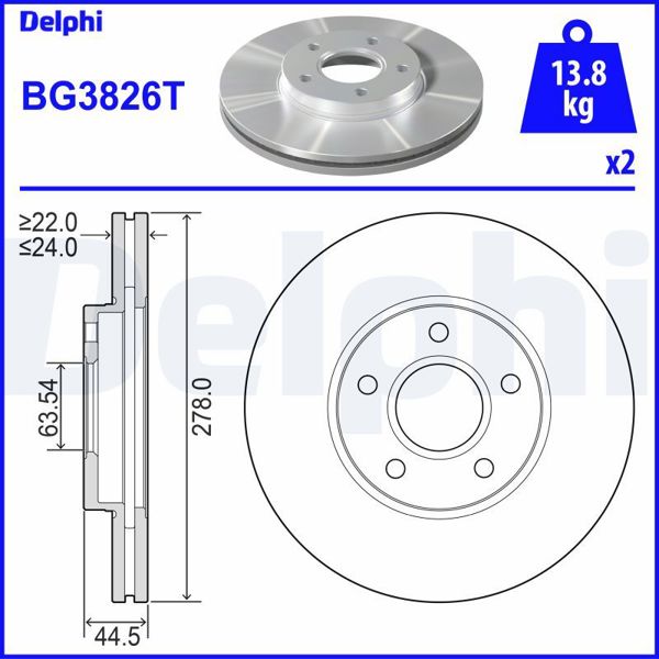 DELPHI BG3826T | Fren Diski Ön (278mm) (Ford: Connect 02 -)