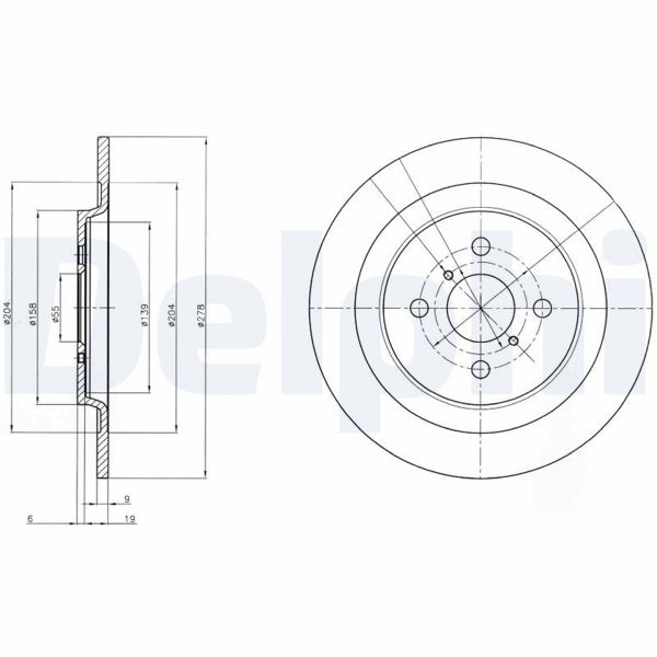 DELPHI BG4076 | Disk Arka Toyota Yaris 06> / 12-14