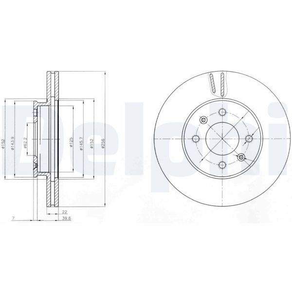 DELPHI BG4096 | Fren Diski Ön Havalı (256-4)-(Hyundai: Accent-Era 07-11 / i20 08-11 / Rio 05-11)