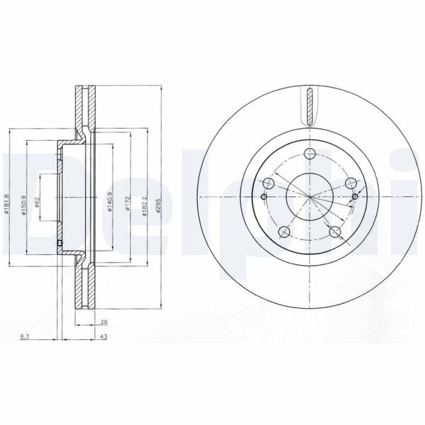 DELPHI BG4113 | Fren Diski Ön Corolla Verso 04-Avensis 03-08 Havalı 295mm