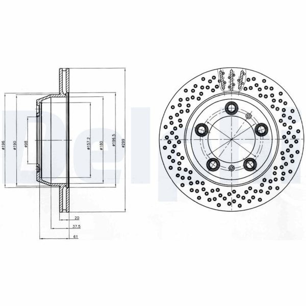 DELPHI BG4302C | Fren Disk Aynası Delikli Ön Sağ Boxster 987 2.7 04-09 2.9 09-12 Cayman 987 2.7 06-09 | 1 Adet