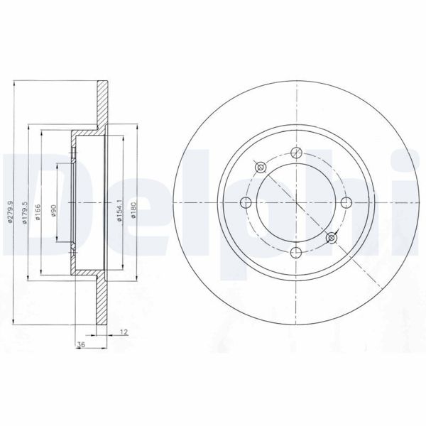 DELPHI BG4538C | Fren Diski Arka Düz Karbonlu (279.9-4)-(Proton: Gen-2 1.6 04 > Persona 1.6 08 >)