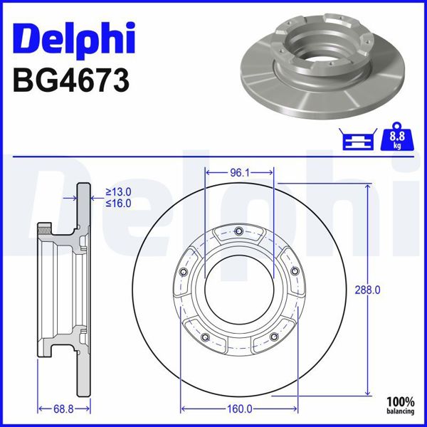 DELPHI BG4673 | Disk Arka 12-Transit.Custom 2.2Tdci | 1 Adet