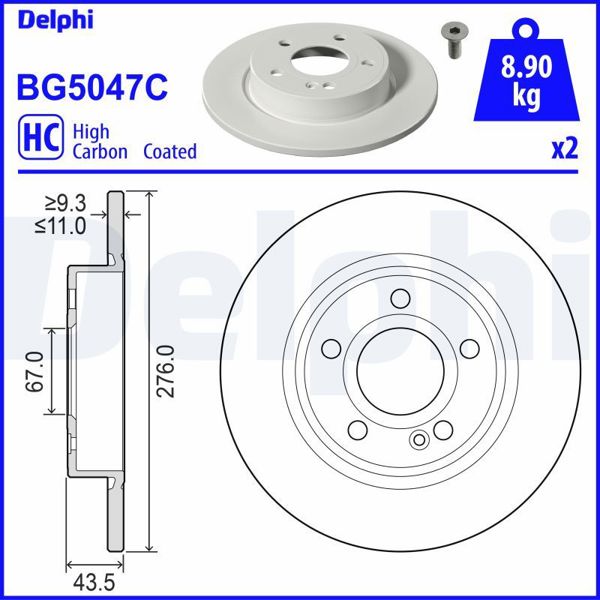 DELPHI BG5047C | Disk Arka (Ad) 19-A-Seri (W177-V177) CLA (C118) | 1 Adet