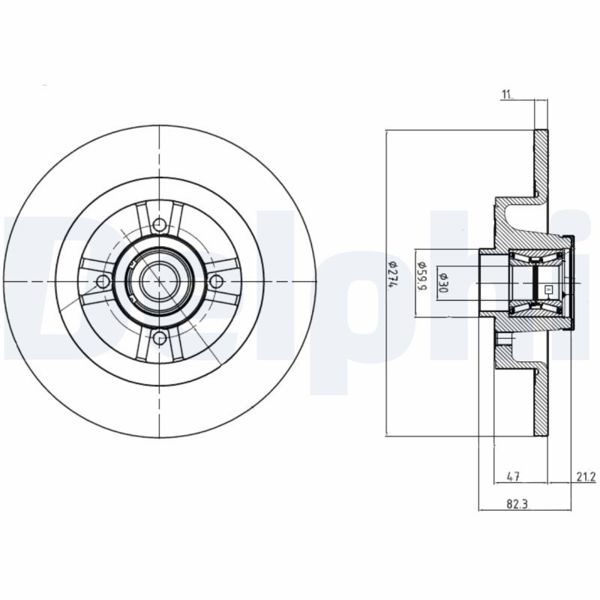 DELPHI BG9030RS | Renault Grand Scenic II/Scenic 06-09 Arka Fren Diski Rulmanlı ABS Halkalı 274mm | 2 Adet