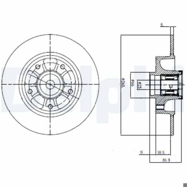 DELPHI BG9112RS | Disk + Rulman Arka (Ad) Megane.III-Fluence (1.Disk + 1.Rulman) | 1 Adet