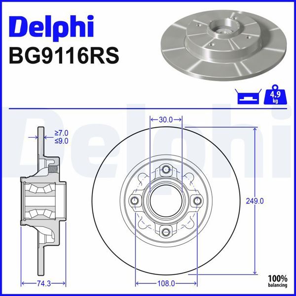 DELPHI BG9116RS | Disk + Rulman Arka (Ad) 09-C4 (1.Disk + 1.Rulman) | 1 Adet
