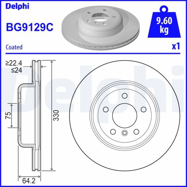 DELPHI BG9129C | Fren Diski Ön BMW F10 F11 10-Havalı Kaplamalı | 1 Adet