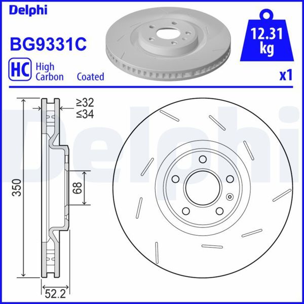 DELPHI BG9331C | Fren Aynası (Delikli) Ön Sol Porsche Macan 95B Mcncc Mcyna Mcynb Mcypa 2.0 2.9 3.0 TSI TDI 14 -