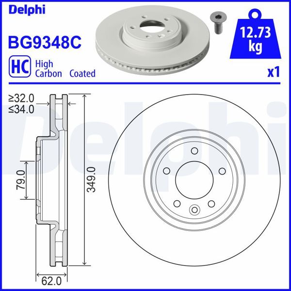 DELPHI BG9348C | Fren Diski Ön Range Rover 13-Range Rover Sport 14-Discovery 5 17 -