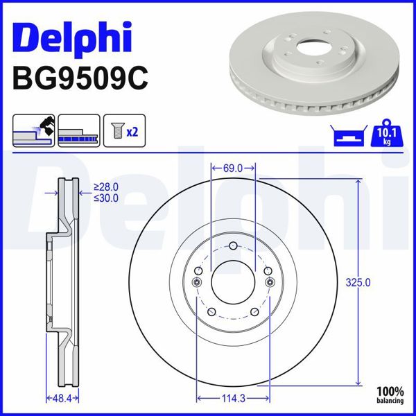 DELPHI BG9509C | Fren Diski Santa Fe / Sorento 20-Ön