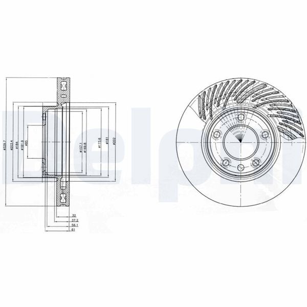 DELPHI BG9949 | Fren Diski Ön Sağ Touareg 7P 10-Touareg 7L 02-/ Cayenne 02-Adet Kutu & Fiyat Tek Havalı 329,8mm