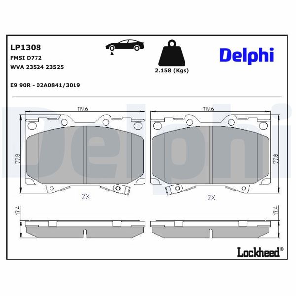 DELPHI LP1308 | Fren Balata Ön 98-Land Cruiser.J10-J7 4.2Td-4.7İ