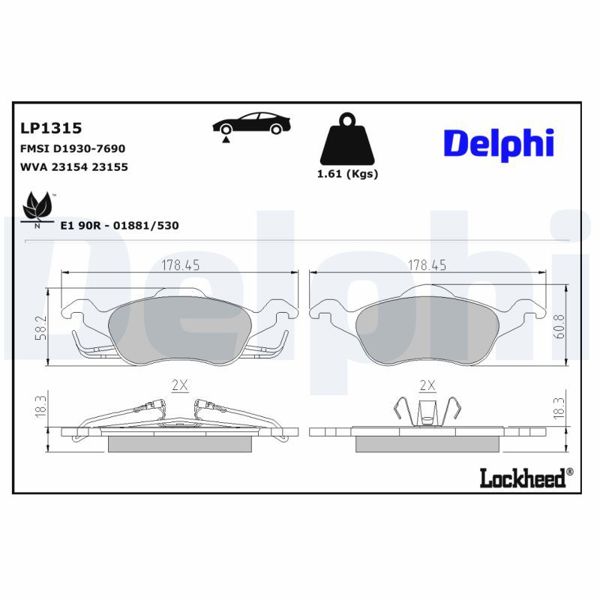 DELPHI LP1315 | Fren Balata Ön 99-04 Focus