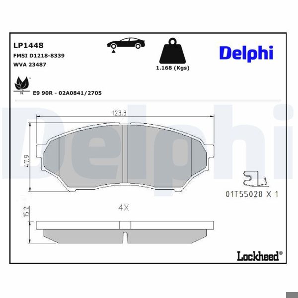 DELPHI LP1448 | Fren Balata Ön Pajero Pının I (H6_W, H7_W) 00-072.0 GDI (H67w, H77w) Pajero Pının 99 -