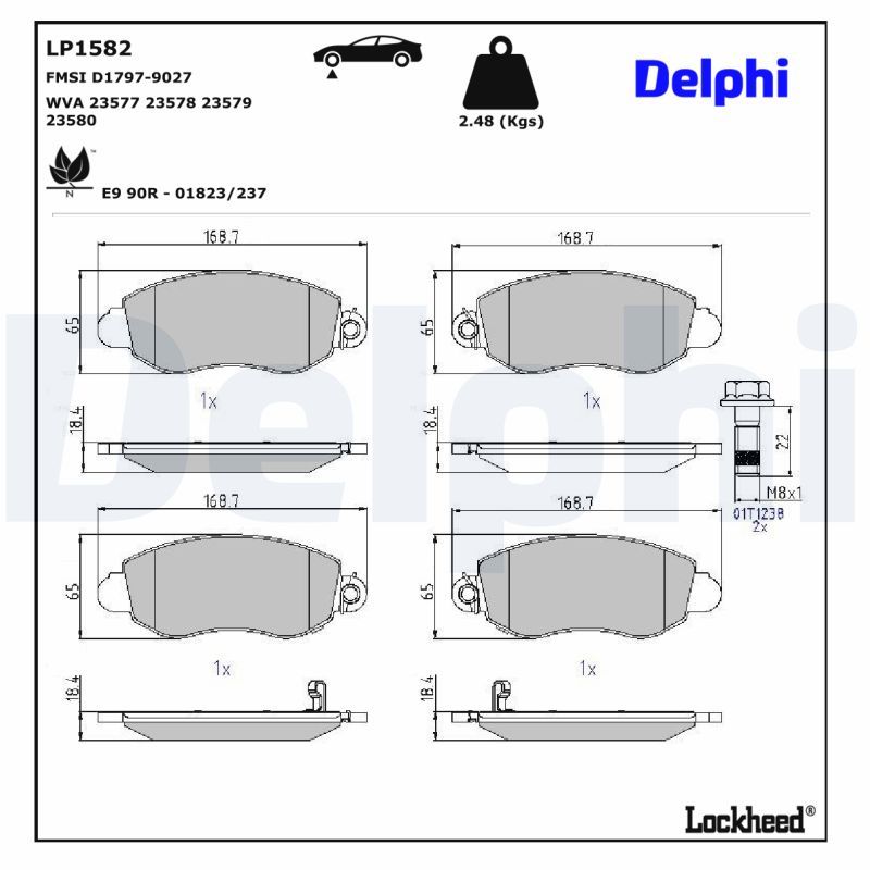 DELPHI LP1582 | Fren Balata Ön Transit Minibüs / Otobüs (Fd_ _, Fb_ _, Fs_ _, Fz_ _ 00-062.4 Dı Rwd (F_B_, F_C_, F_A_) 2.4 Dı (F_B_, F_C_, F_A_) 2.4 Dı Rwd (F_B_, F_C_) 2.3 16V Rwd (F_B_, F_C_, F_A_) 2.4 Tde (F_C_, F_B_, F_A_) 2.4 Tde 2.4 TDCI 2.0 Dı (F_E