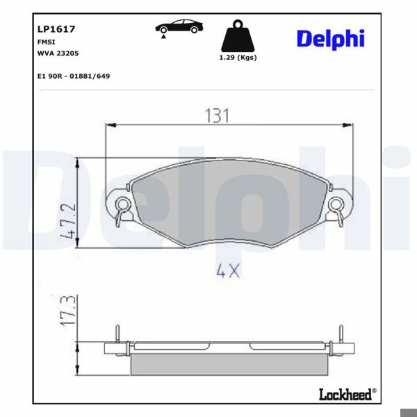DELPHI LP1617 | Fren Balata Ön Kango0 <01 206-306-Fs
