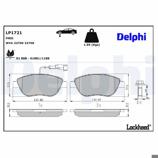 DELPHI LP1721 | Fren Balata Ön 08-Linea-Fıo-Bbp-Nmo-Evo-Dbl