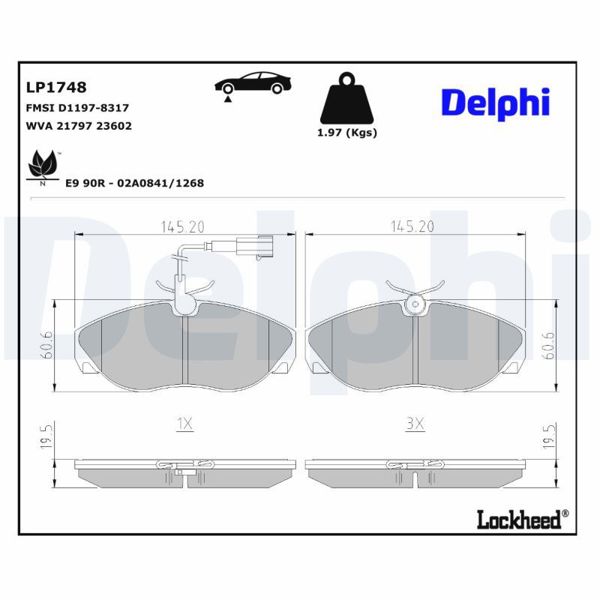 DELPHI LP1748 | Fren Balatası Ön 95-Boxer-Ducato-Jumper