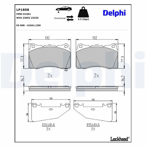 DELPHI LP1858 | Fren Balatası Opel Insignia 2.8 V6 / Subaru Impreza / Saab 9-5 Ön