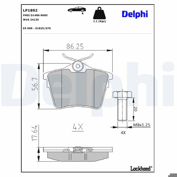 DELPHI LP1892 | Fren Balata Arka 04 > Pt.407