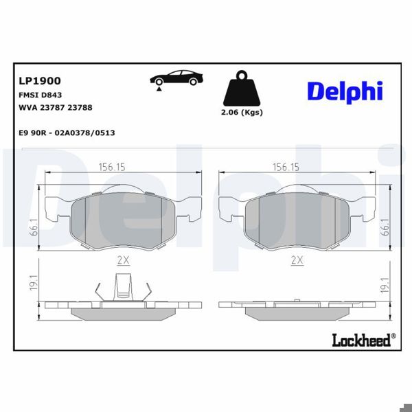 DELPHI LP1900 | Fren Balatası Ön Ford Maverick 2.0 3.0 01-04 Mazda Trıbute 2.0 3.0 00-03