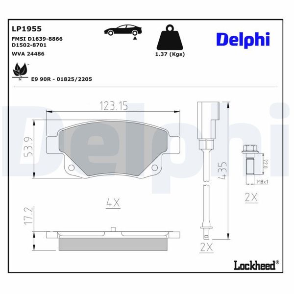 DELPHI LP1955 | Fren Balata Arka 07-Transit 2.2-2.4 TDCI V347 Ar.Cek