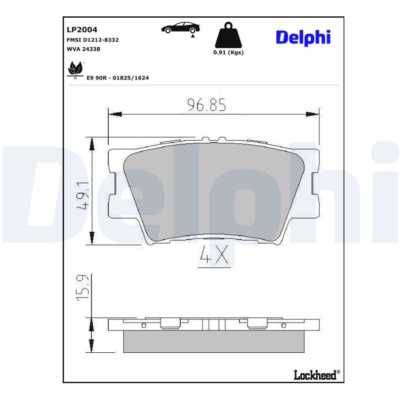 DELPHI LP2004 | Fren Balata Arka Toyota Camry V4 06-14, Camry V5 11-17, Rav4 III 06-13, Rav4 IV 12-18