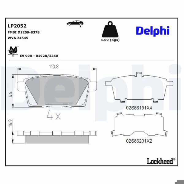 DELPHI LP2052 | Balata Fren Arka-(Mazda Cx7 07-/ Cx9 07 -)