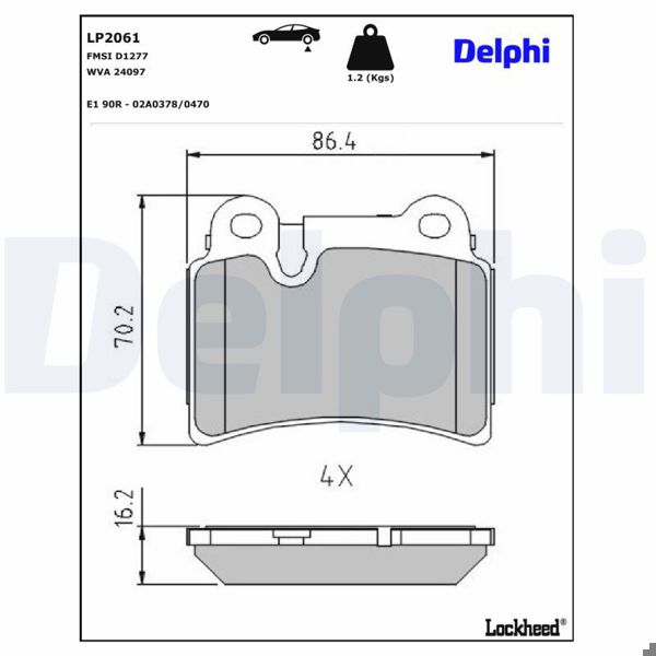 DELPHI LP2061 | Fren Balata Arka Touareg (7La, 7L6, 7L7) 02-103.2 V6 5.0 V10 TDI 4.2 V8 2.5 R5 TDI 3.2 V6 3.0 V6 TDI 6.0 W12 3.6 V6 FSI 4.2 V8 FSI 5.0 R50 TDI 3.0 V6 TDI Touareg 7L 02-17 Jant