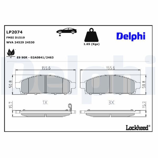 DELPHI LP2074 | Fren Balata Ön 06-L200 2.5Di-D