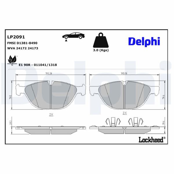 DELPHI LP2091 | Fren Balata Ön 08-X5.E70-X6.E71 3.0-3.5 Çift Piston