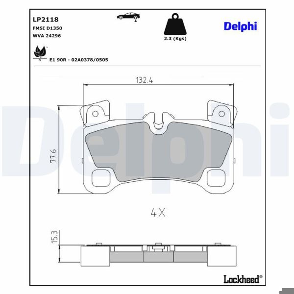 DELPHI LP2118 | Fren Balata Ön Touareg 7L 02-/ Q7 4L 06-/ Cayenne 02 -