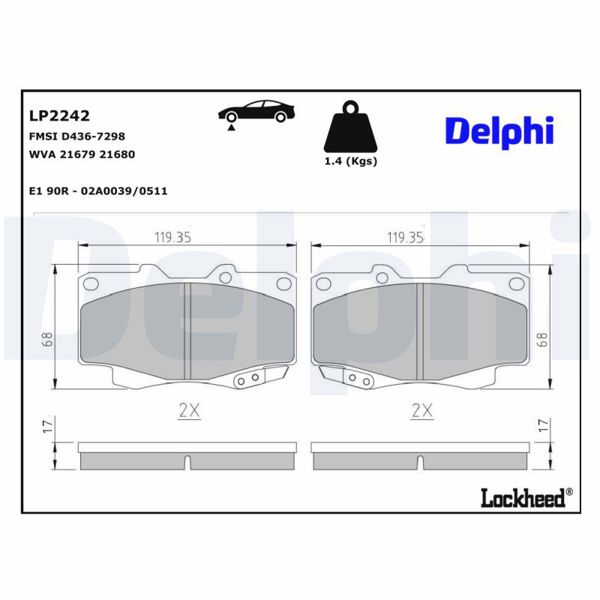 DELPHI LP2242 | Fren Balata Ön Hilux Vıgo 06-11 4Wd