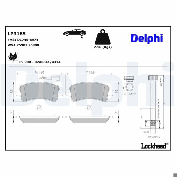 DELPHI LP3185 | Fren Balata Arka Fişli Ducato 06-/ Boxer 06-/ Jumper 06 -