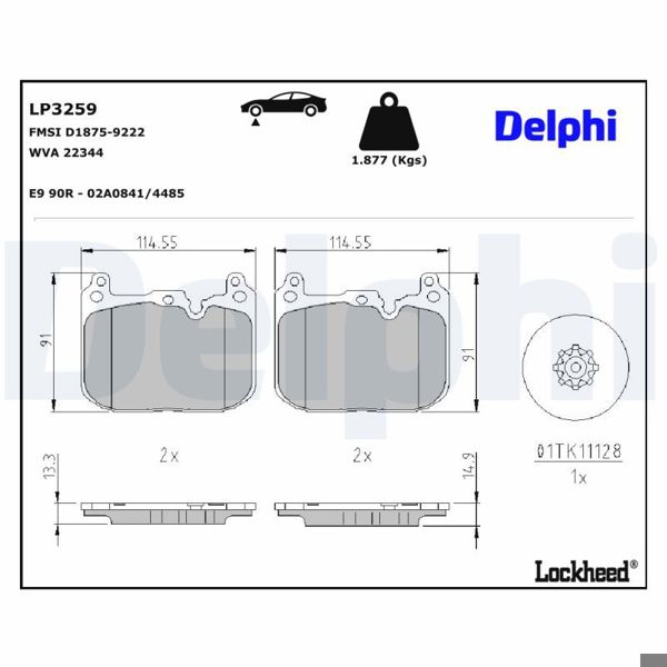 DELPHI LP3259 | Fren Balatası Ön Mini F54-F55-F56-F57-F60 2014-2021