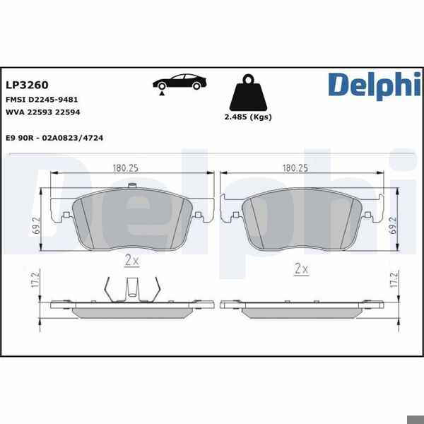 DELPHI LP3260 | Fren Balatası Opel Vivaro C / Zafira Life Ön