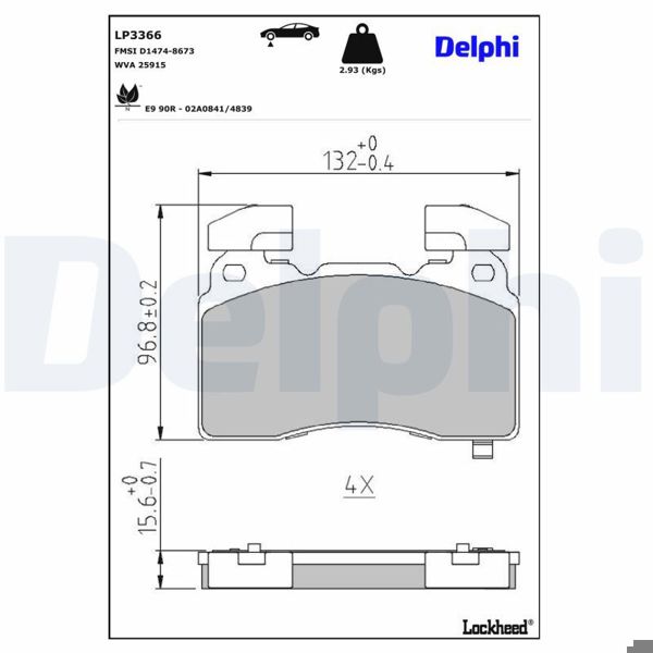 DELPHI LP3366 | Fren Balata Ön 17-Insignia.B 18Jant