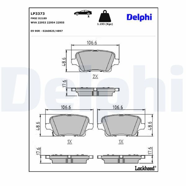 DELPHI LP3373 | Arka Fren Balatası Opel Insignia B 17 17 -