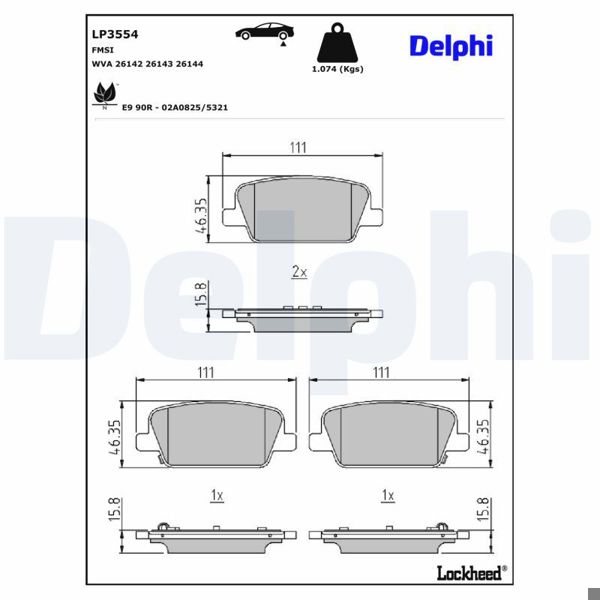 DELPHI LP3554 | Fren Balatası Arka Hyundai Santa Fe 2.0D 2.2D 2.4 18 -