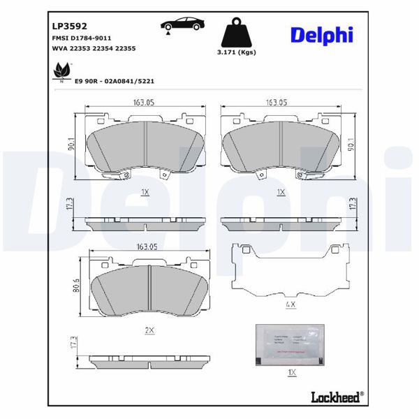 DELPHI LP3592 | Fren Balatası Ön Fordusa 02 / 2014 -