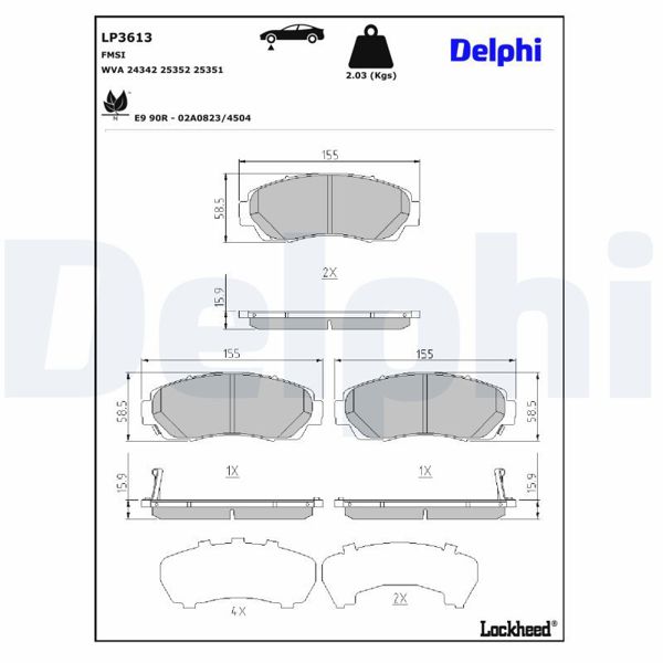 DELPHI LP3613 | Fren Balatası Ön Honda 12 / 2016 -