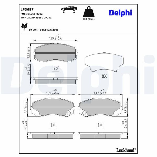 DELPHI LP3687 | Fren Balatası Arka Fuso (Mitsubishi) -