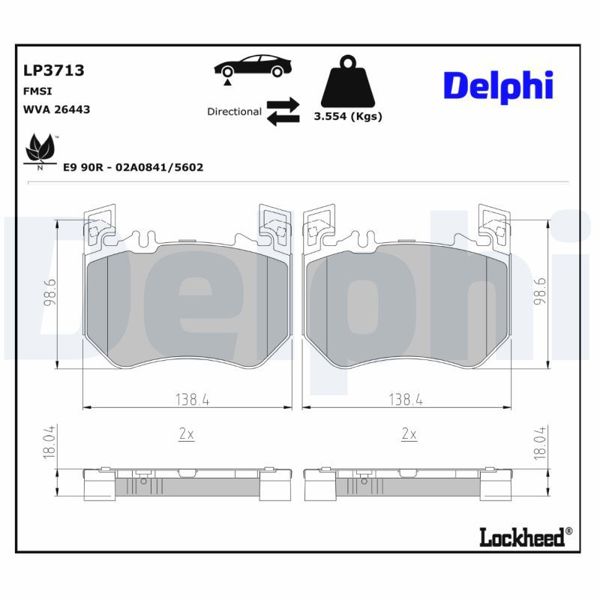 DELPHI LP3713 | Fren Balatası Ön S-Class W223 20 -