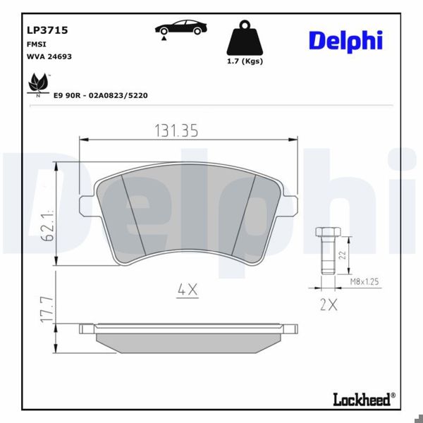 DELPHI LP3715 | Fren Balatası Ön Mercedes-Benz 11 / 2012-08 / 2021